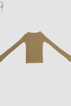 BASERANGE Long Sleeve T-Shirt TTML Collection Ribbed Cotton Portugal BAS-TTML-RB-AU24-FCZ Emerald Brown